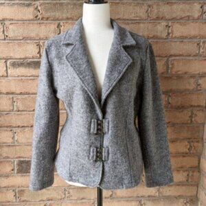 Lisa International 100% wool gray collared jacket